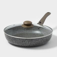 Сковорода Onyx, d=28 см, съёмная ручка, стеклянная крышка, антипригарное покрытие, цвет серый