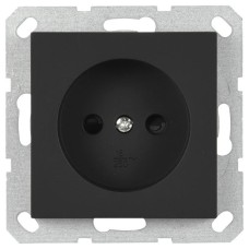 Розетка Jasmart без заземления с защитными шторками 16A 250V 2P черный матовый (soft touch) G5503PB