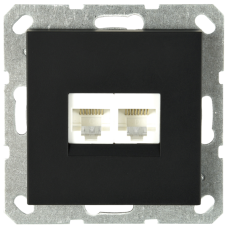 Интернет розетка Jasmart двойная разъем RJ45х2 с накладкой черный матовый (soft touch) G6106PB