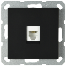 Интернет розетка Jasmart разъем RJ45 с накладкой черный матовый (soft touch) G6105PB