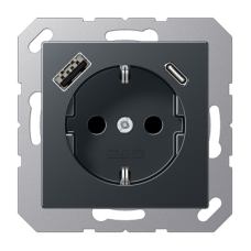 Розетка 2K+З USB Typ AC Jung A1520-15CAANM