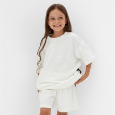 Костюм детский (футболка, шорты) KAFTAN Plushy р.32 (110-116), белый
