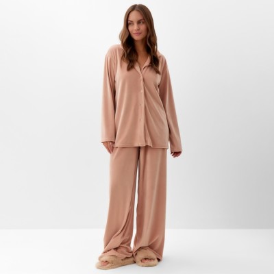 Костюм женский (рубашка и брюки) KAFTAN Plushy р. 52-54, бежевый