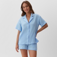 Пижама женская (рубашка, шорты) KAFTAN Basic размер 48-50, голубая