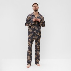 Пижама мужская (рубашка и брюки) KAFTAN "Дракон" размер 52, графитовый