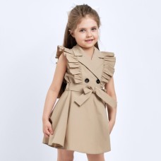 Платье детское двубортное KAFTAN, размер 32 (110-116 см), цвет бежевый