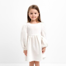 Платье детское с длинным рукавом KAFTAN "Муслин", размер 28 (86 -92 см) цвет белый