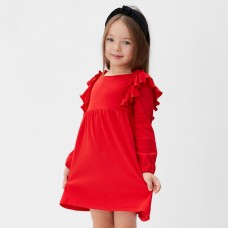 Платье детское с рюшами KAFTAN размер 32 (110-116 см) красный