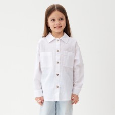 Рубашка для девочки KAFTAN Linen, размер 32 (110-116 см), белая