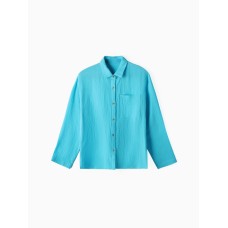 Рубашка из муслина для девочек KAFTAN, рост 158 см, голубая