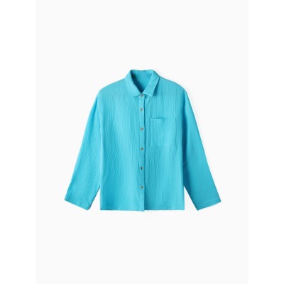 Рубашка из муслина для девочек KAFTAN, рост 164 см, голубая