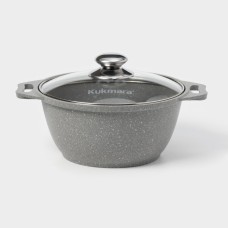 Кастрюля, 2 л, d=20 см, h=10.5 см, антипригарное покрытие, цвет светлый мрамор
