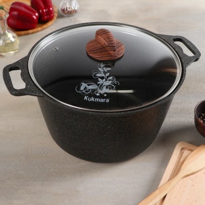 Кастрюля KUKMARA Granit ultra, 8 л, d=30 см, h=25 см, антипригарное покрытие, коричневая