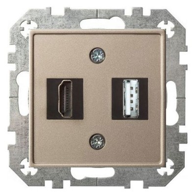 Розетка HDMI и розетка USB без рамки LIREGUS EPSILON 28-3243