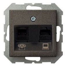 Розетка двойная RJ-11 и Ethernet RJ-45, без рамки LIREGUS EPSILON 28-115