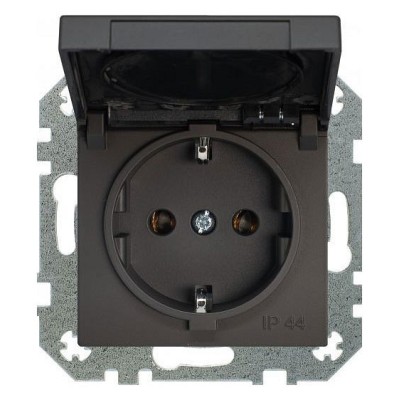 Розетка влагозащищенная с заземлением и со шторкой, без рамки с крышкой LIREGUS RETRO 29-223