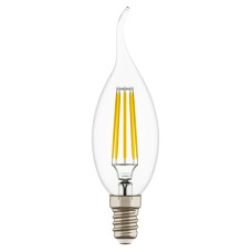 Лампа светодиодная филаментная Lightstar LED Filament Е14 6W 4000K свеча на ветру прозрачная 933604