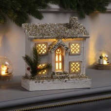 Фигура деревянная «Хижина» 21×23х9 см, 5 LED, батарейки ААx2 (не в комплекте), свечение тёплое