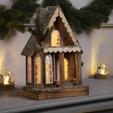 Фигура деревянная «Изба», 21×12х23 см, 5 LED, батарейки AAx2 (не в комплекте), свечение теплое белое