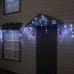 Гирлянда «Бахрома» 6 × 0.7 м, IP44, УМС, тёмная нить, 120 LED, свечение белое, мерцание, 220 В