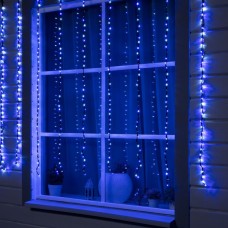 Гирлянда «Водопад» 2 × 1.5 м, IP44, тёмная нить, 400 LED, свечение бело-синее, 8 режимов, 220 В