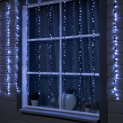 Гирлянда «Водопад» 2 × 1.5 м, IP44, УМС, прозрачная нить, 400 LED, свечение белое, 8 режимов, 220 В
