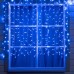 Гирлянда «Занавес» 2 × 1.5 м, IP65, УМС, белая нить каучук, 300 LED, свечение синее, 220 В