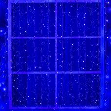 Гирлянда «Занавес» 2 × 3 м, IP44, УМС, белая нить, 760 LED, свечение синее, 220 В