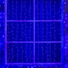 Гирлянда «Занавес» 2 × 6 м, IP44, УМС, белая нить, 1440 LED, свечение синее, 220 В