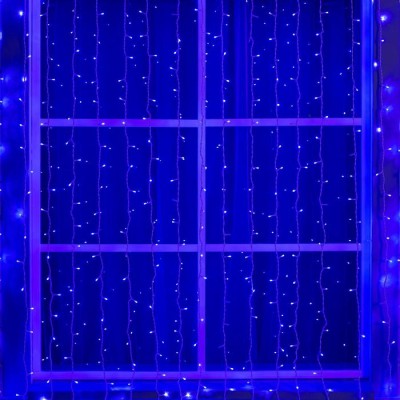 Гирлянда «Занавес» 2 × 6 м, IP44, УМС, белая нить, 1440 LED, свечение синее, 220 В