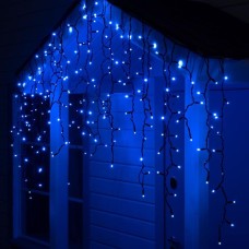 Гирлянда "Бахрома" 3 х 0.9 м , IP65, УМС, тёмная нить каучук, 144 LED, свечение синее, 220 В
