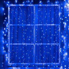 Гирлянда "Занавес" 2 х 3 м , IP65, УМС, тёмная нить каучук, 600 LED, свечение синее, 220 В