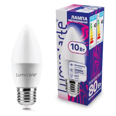 Лампа светодиодная  E27 10Вт 4000K LSTD-C37-10W4KE27