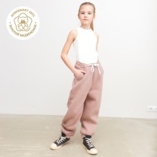 Брюки для девочки MINAKU: Basic Line KIDS, тёмно-бежевые, рост 134 см