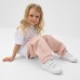 Брюки для девочки с начёсом MINAKU: Exclusive print, пудровые, Oversize рост 158 см