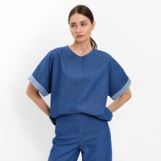 Футболка женская оверсайз MINAKU: Jeans Collection цвет электрик, размер 48