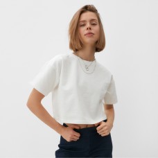 Футболка укороченная женская MINAKU OVERSIZE FIT: цвет экрю, р-р 44