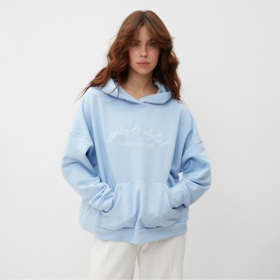 Худи женское MINAKU: SPORTY & STYLISH цвет голубой, размер 46-48