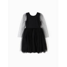 Платье нарядное детское MINAKU: PartyDress, чёрное, рост 128 см