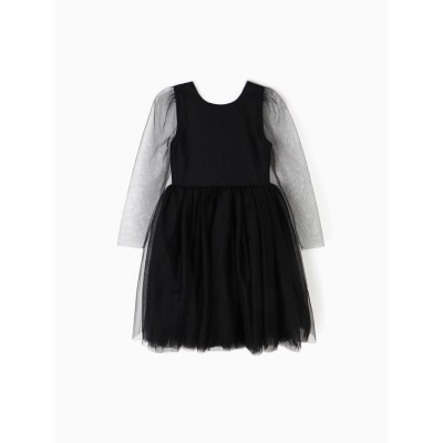 Платье нарядное детское MINAKU: PartyDress, чёрное, рост 128 см