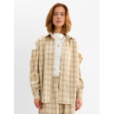 Рубашка женская MINAKU: Casual Collection цвет бежевый в клетку, р-р 50