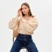 Рубашка женская с объёмными рукавами MINAKU: Casual Collection цвет бежевый, размер 44