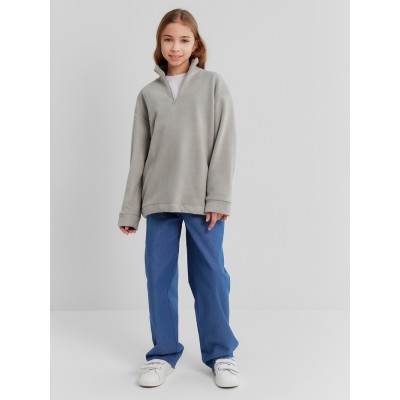 Свитшот флисовый детский MINAKU: Fleece Soft, цвет серый, рост 140 см