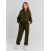 Толстовка флисовая для девочки MINAKU: Fleece Soft, цвет хаки, рост 158 см