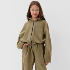 Толстовка флисовая для девочки MINAKU: Fleece Soft, цвет светло-зелёный, рост 158 см
