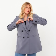 Пиджак женский двубортный MIST plus-size, размер 54, цвет серо-голубой