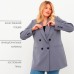 Пиджак женский двубортный MIST plus-size, размер 54, цвет серо-голубой