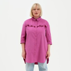 Туника женская с воланом MIST plus-size, размер 54, цвет розовый