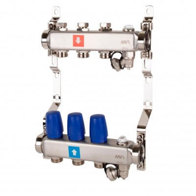 Коллектор MVI без расходомеров, c дренажным краном и краном Маевского 1