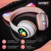 Наушники-Кошки MYBIT W-32, беспроводные, микрофон, Bluetooth 5.0, AUX, microSD, MP3, 400 мАч, розовые